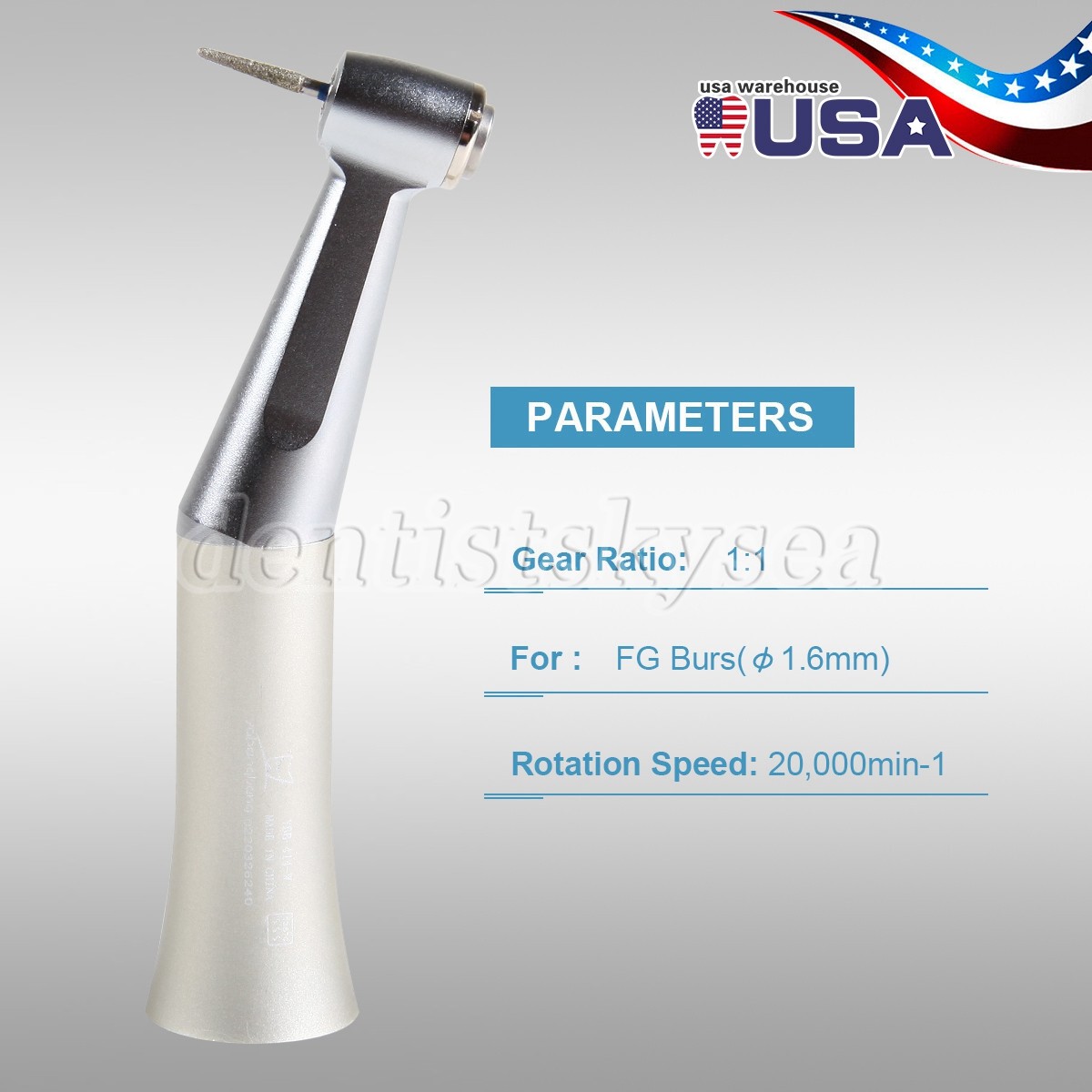 Dental Low Speed Handpiece Push Button Fit FG 1.6mm Burs Contra Angle
