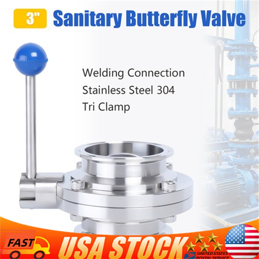 3 Inch Tri Clamp Clover Butterfly Valve Sanitary Butterfly Valve Stainless Steel