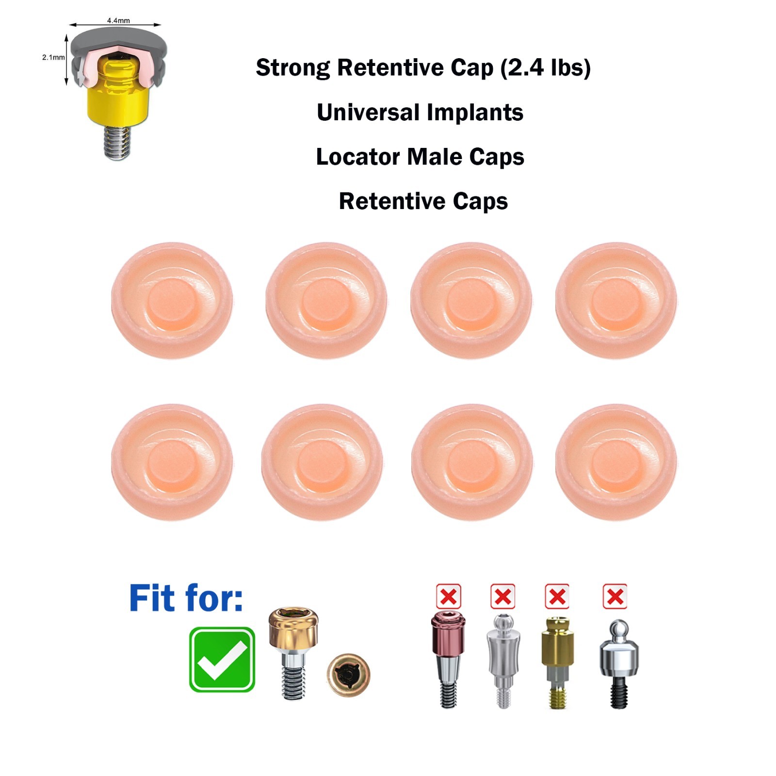 Zest Locator Abutment Retention Replacement Insert Cap Dental Overdenture Parts