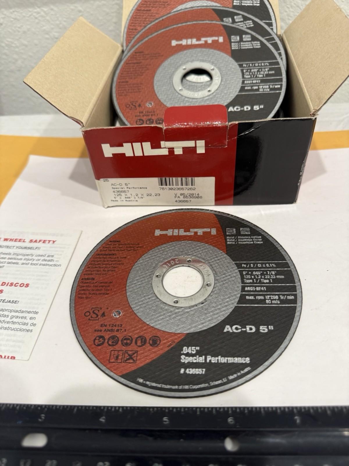 New Qty (25) AC-D Hilti 5” X .045” X 7/8” Cutting Discs, Type 1, 436657