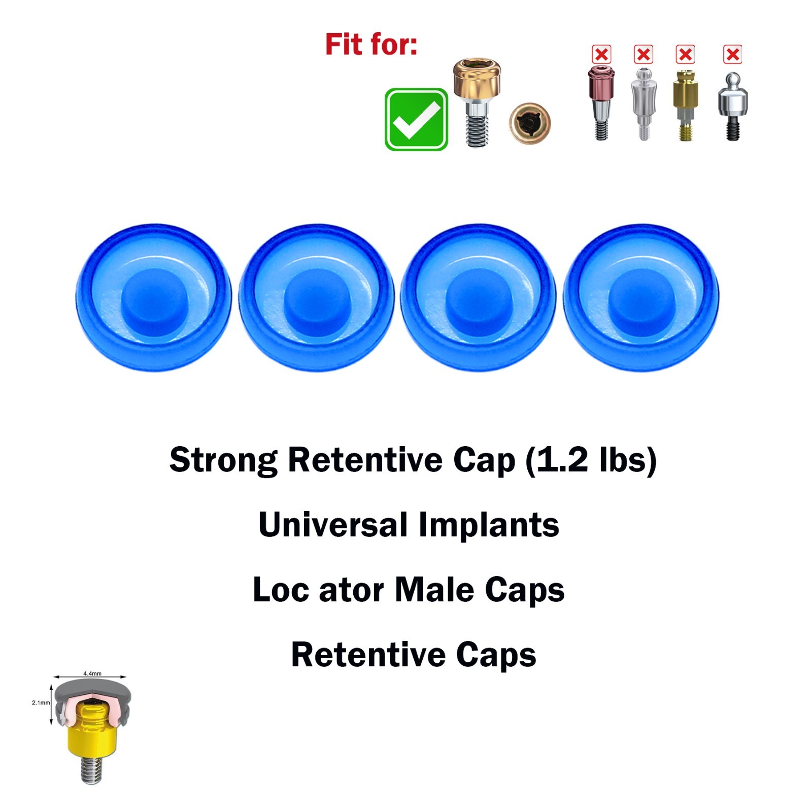 Zest Locator Abutment Retention Replacement Insert Cap Dental Overdenture Parts