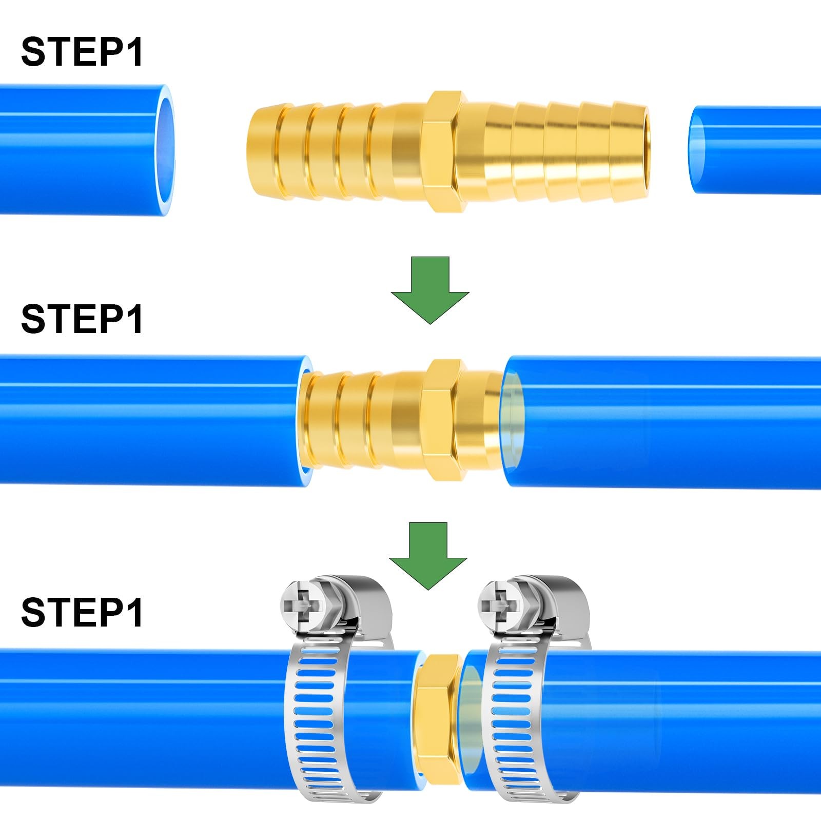 2 Pieces Brass Hose Barb Reducer 1/2 Inch To 1/2 Inch Barb Hose Id With 4 Hose C