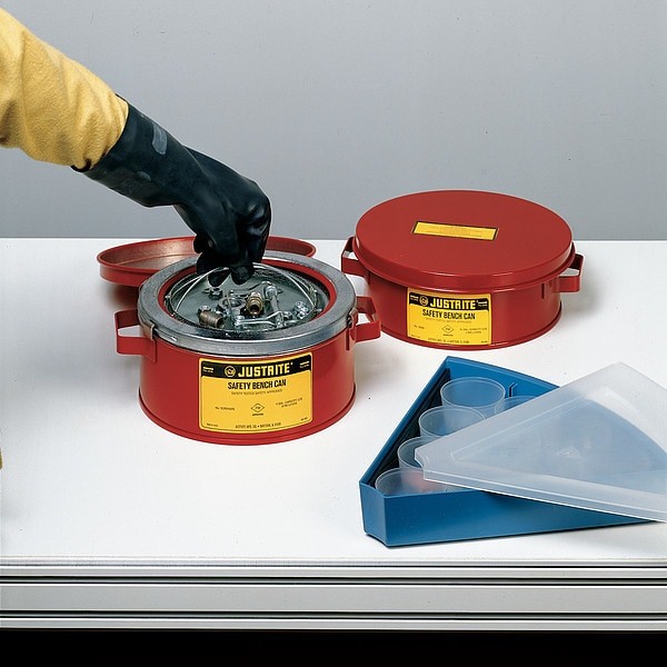 Justrite 10375 Bench Can 1 Gal Steel Can, Steel Plunger, 7 1/2 In Dasher Plate