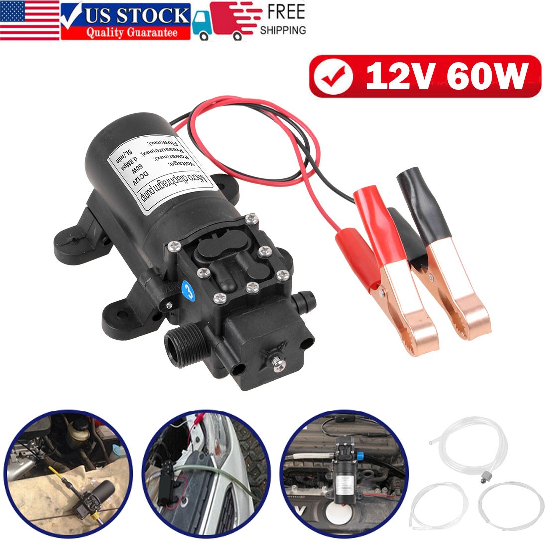 Motor Oil Fuel Fluid Extractor Electric Siphon Transfer Change Pump Pipe 12V 60W