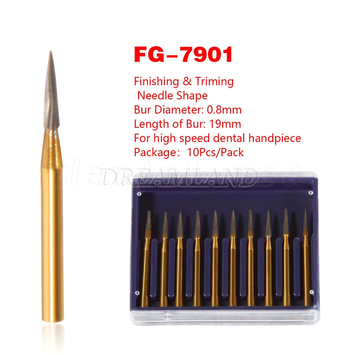 Dental Trimming / Finishing Drills Tungsten CARBIDE Burs Flame Shape FG7901