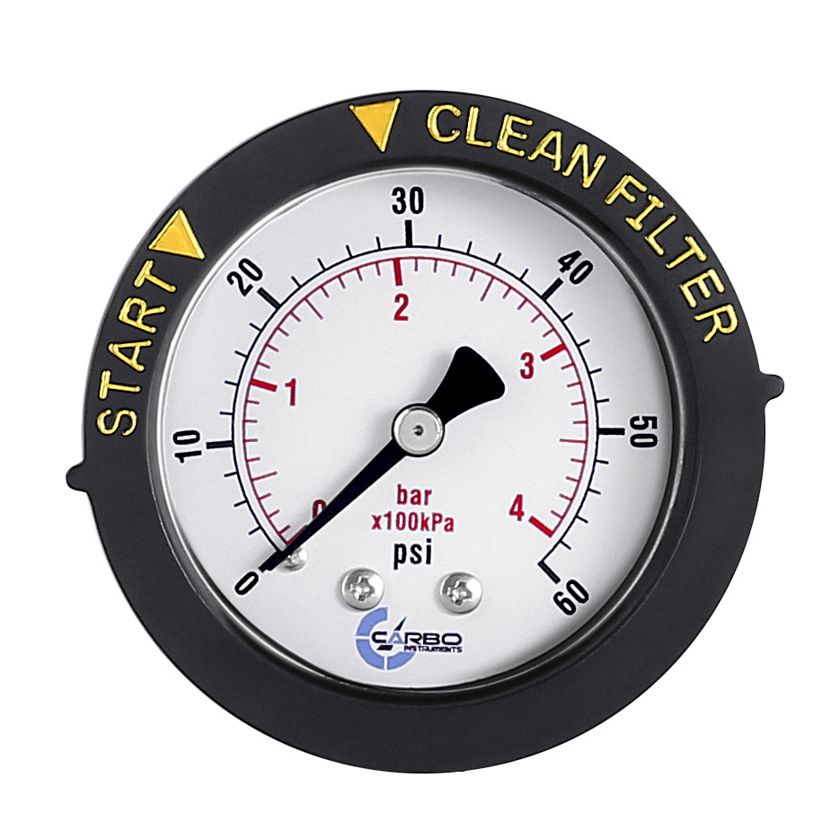 Pool Filter Pressure Gauge – Adjustable Twist Bezel, 1/4″ NPT, Back Mnt 0-60 PSI