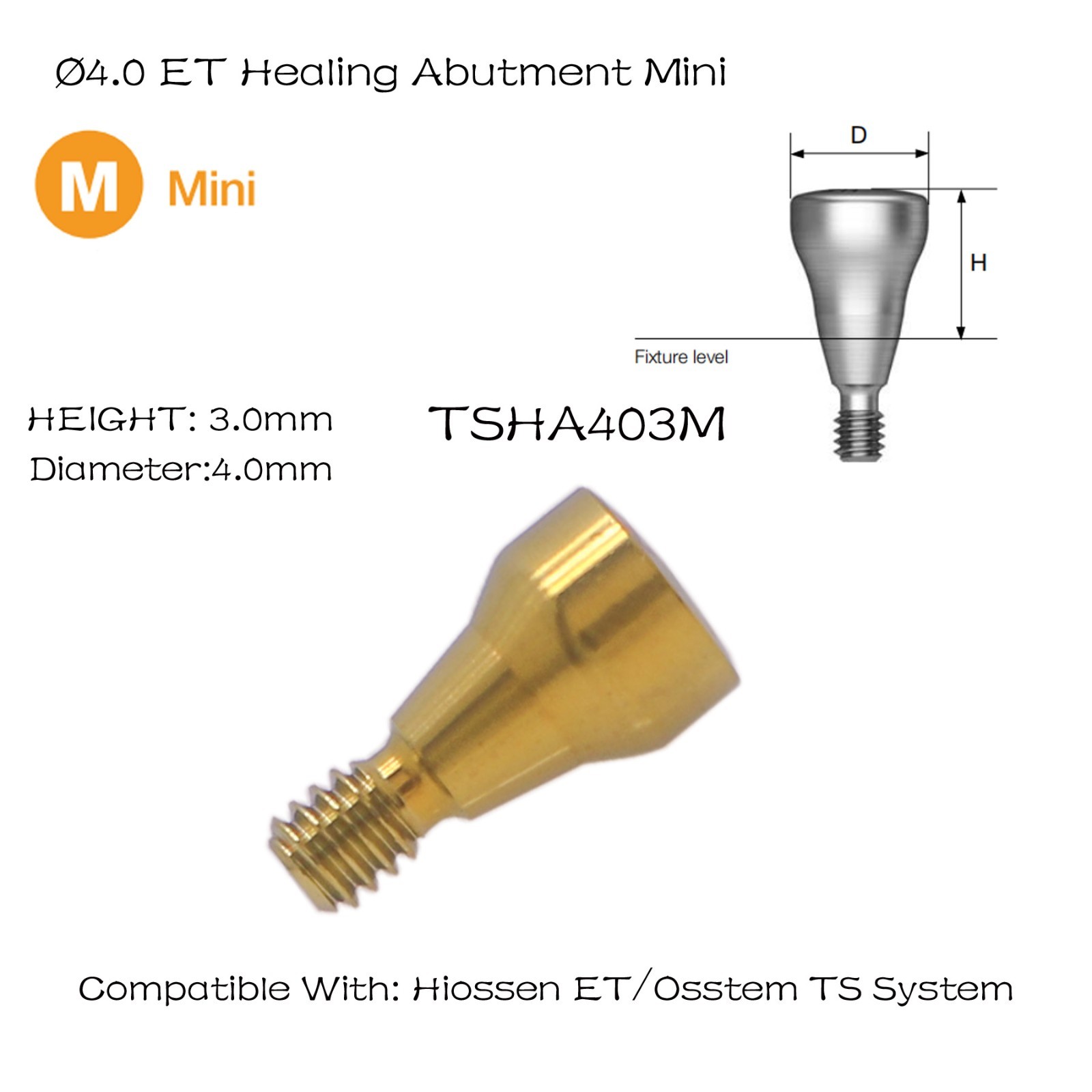 Hiossen ET Dental Healing Abutment Mini/Regular Platform restoration attachment