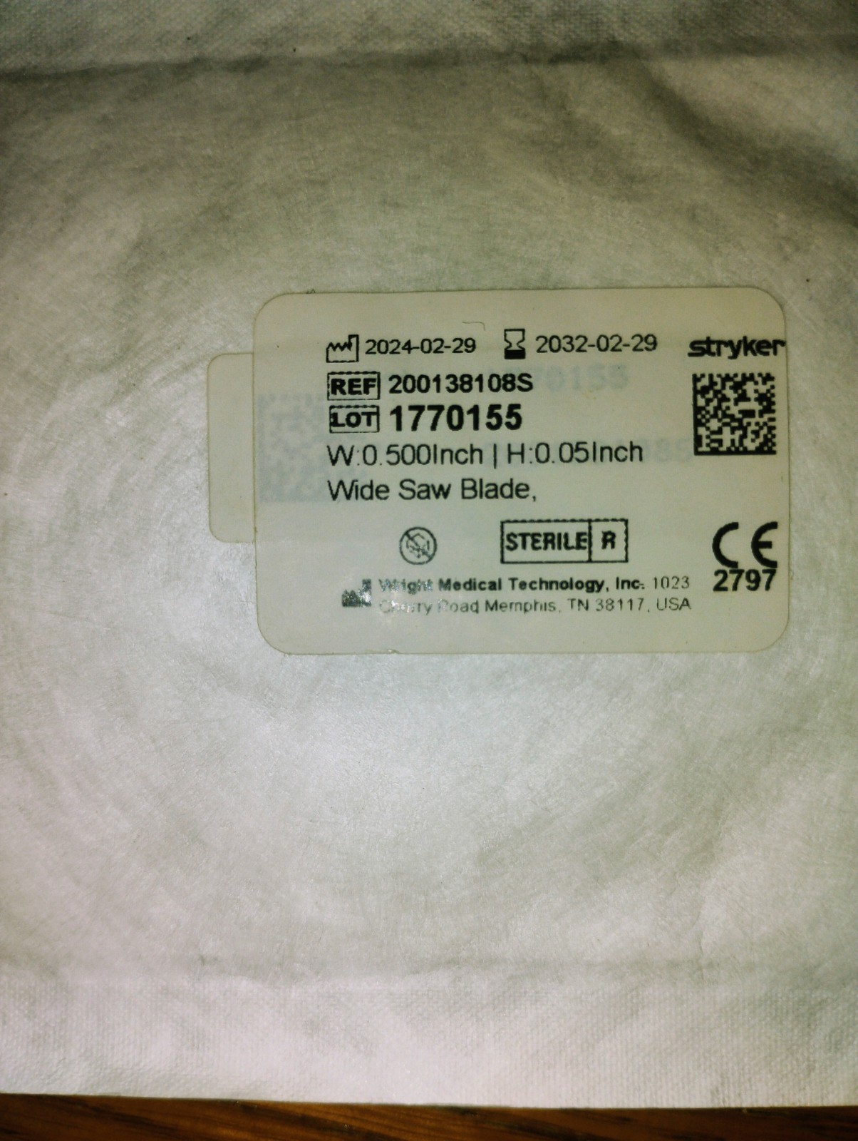 Stryker Wide Saw Blade W:0.500inch H:0.05inch