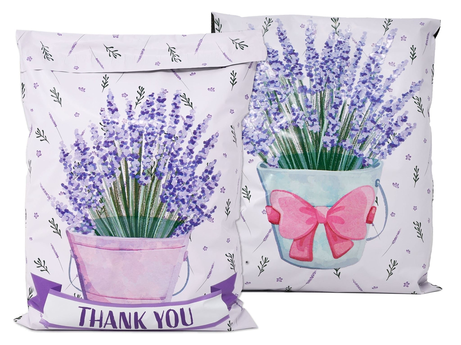 10×13 Lavender Plant Thank you Poly Mailers, Self Sealing Purple Spring Summer M