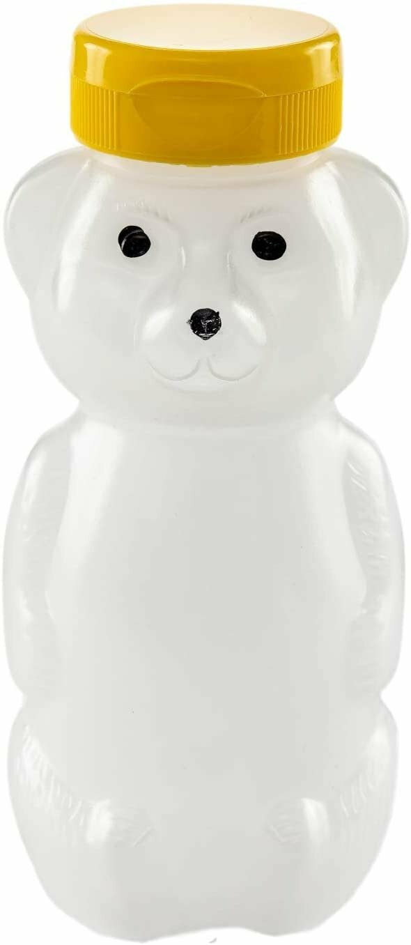 6 pack 12 ounce empty plastic honey bear jar bottles with flip top lid cap…