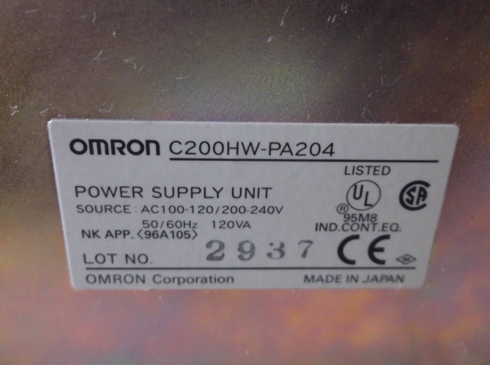 C200HW-PA204 Omron PLC CPU & Expansion Rack Power Supply C200HWPA204