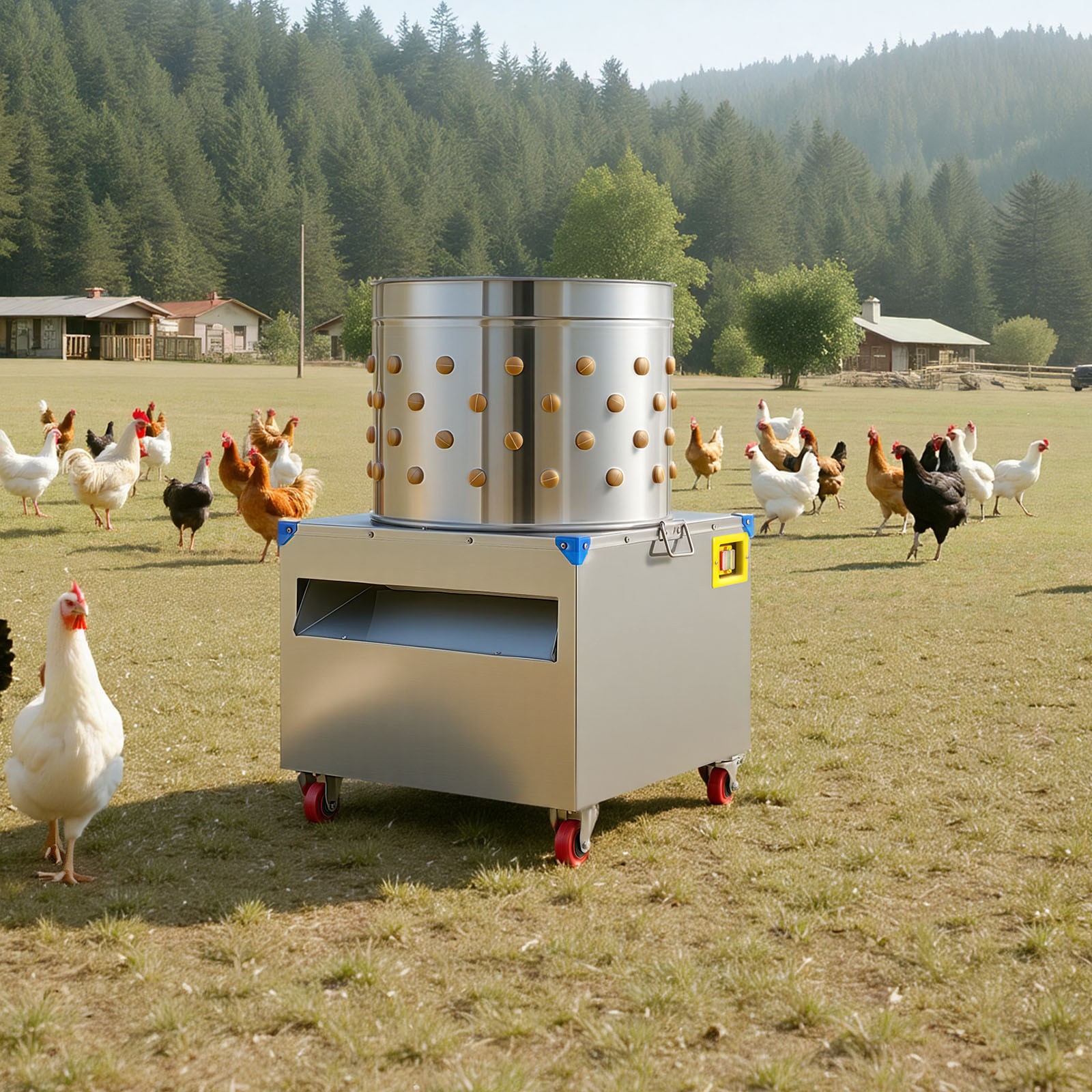 Uimoso 19.7″ Electric Poultry Plucker Machine 1500W,275RPM,106 Fingers, Portable