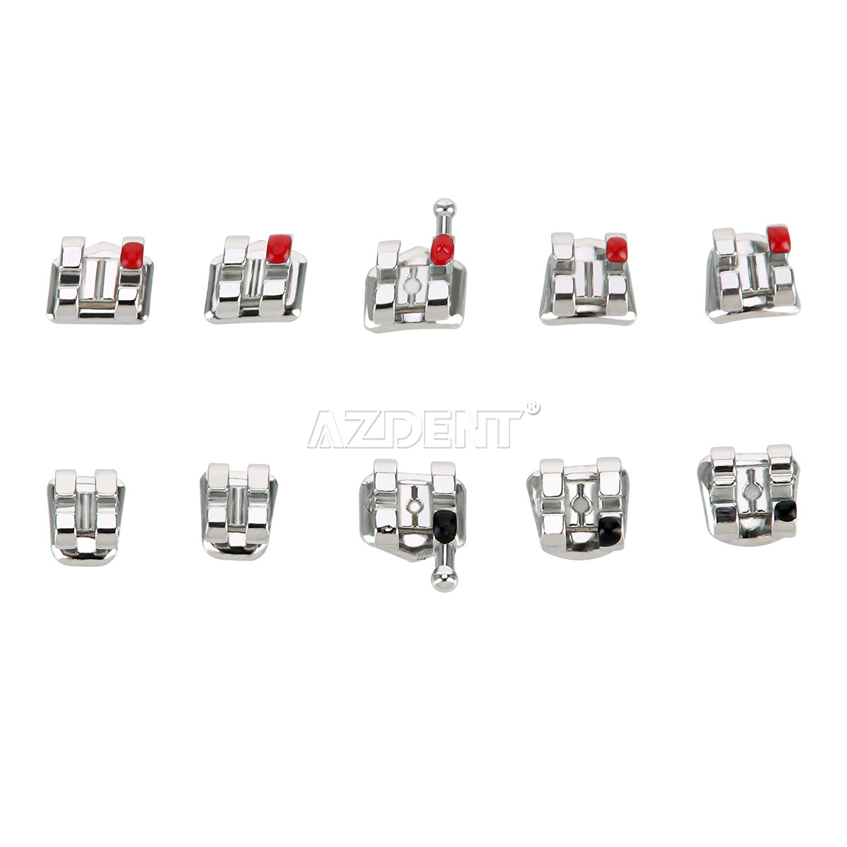 Dental Ortho Brackets Metal Ceramic Mini Roth/MBT.018/.022 3/3-4-5Hook AZDENT