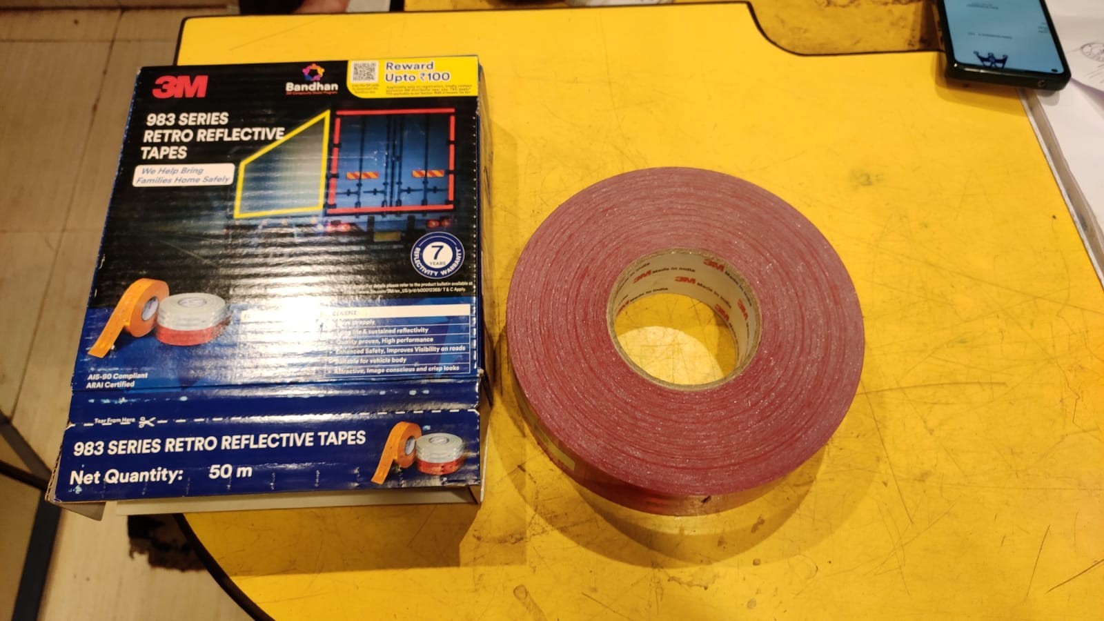 3M 983 series 2″ x 50 Yards Diamond Grade Reflective Retro Reflective Tape – red