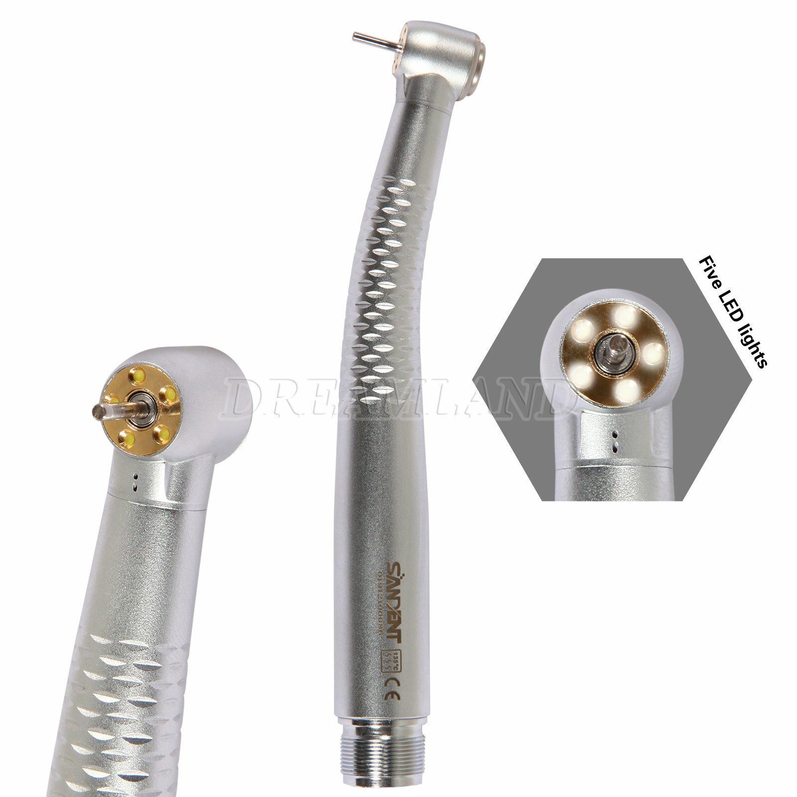 SANDENT Dental 5 LED High Speed Handpiece Single Water Spray 2/4 Hole / Rotor
