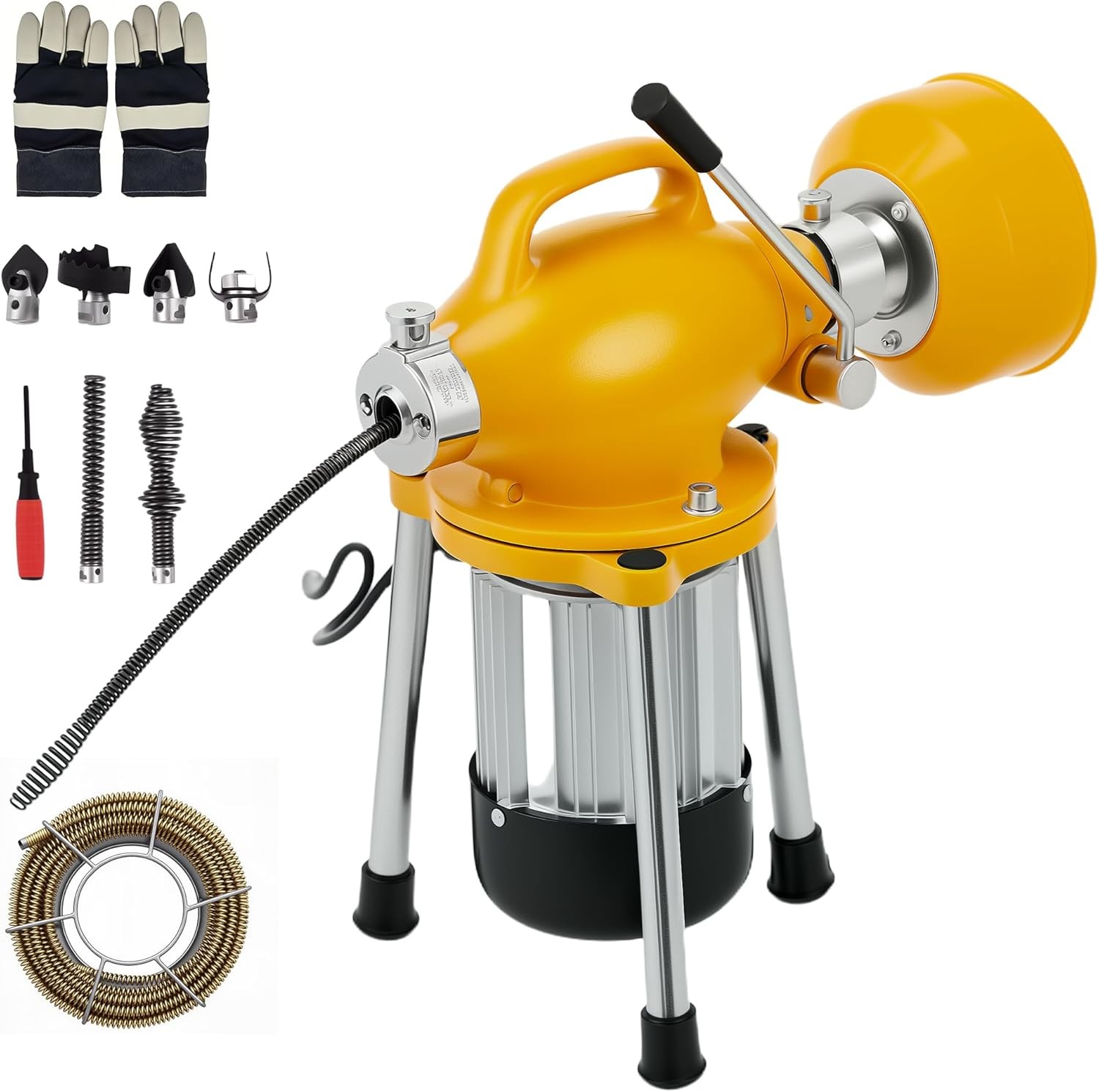 GRAVEE 66FTx5/8″&16FTx3/8″ 500W Drain Cleaner Machine Sectional Snake Auto Feed