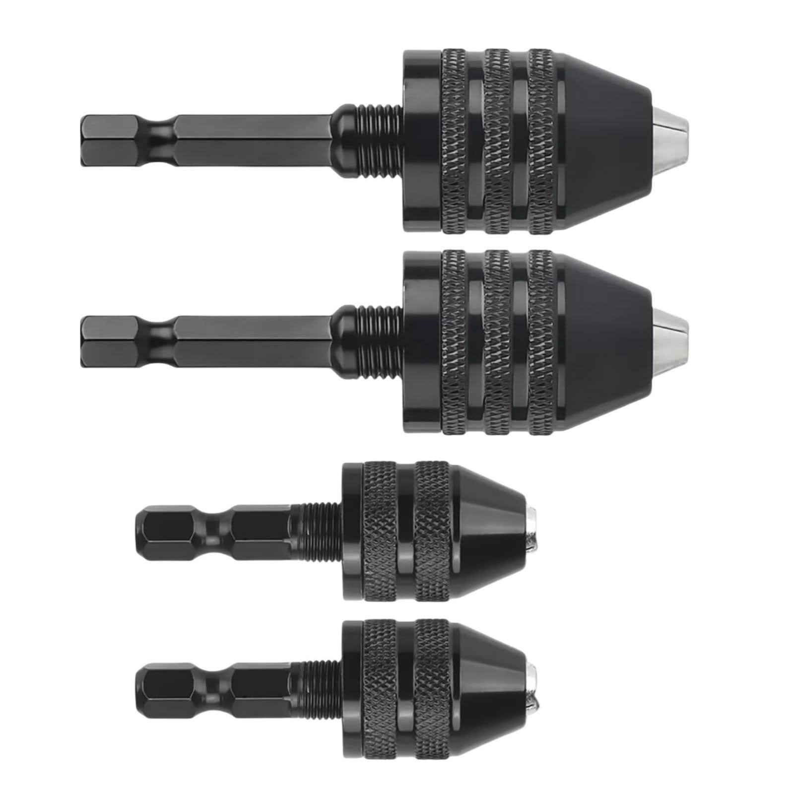 4Pcs 1/4″Hex Shank Keyless Drill Chuck Adapter Bit Quick Change Converter Driver