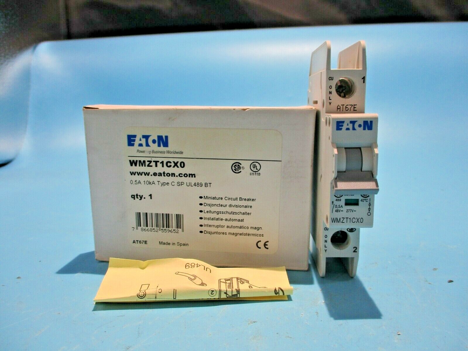 NEW EATON WMZT1CX0 CIRCUIT BREAKER 1 POLE 0.5 A/AMP