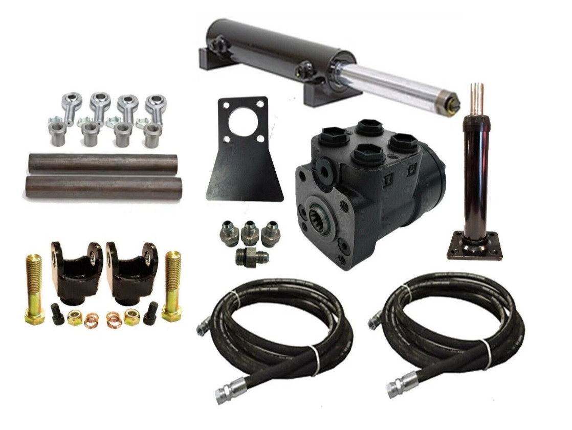 10″ Dual Ended Cylinder w/ 200ML Orbital Valve Steering Kit Complete System