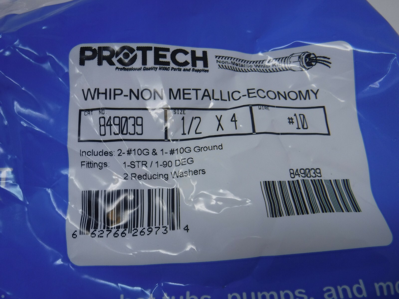 Protech 849039 Liquid Tight Whip 1/2 x 4 Includes: 2-#10G & 1-#10G Ground (New)