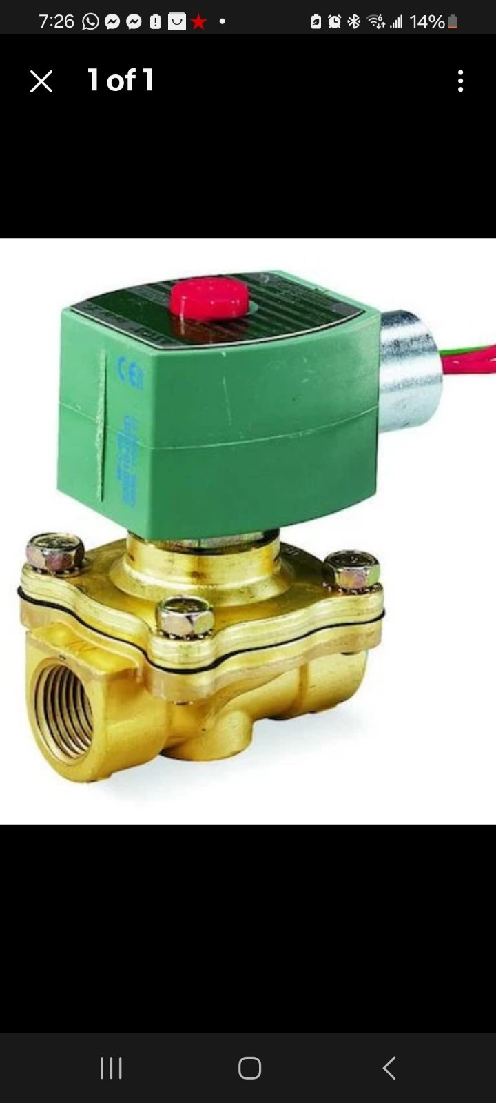 Redhat 8210G035v 110/120V Ac Fuel Gas Solenoid Valve, Normally Open, 3/4 In