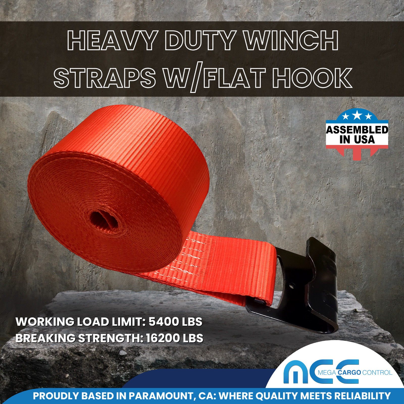 USA 4″x40′ 50′ 60′ Winch Strap Flat Hook for Flatbed Truck Trailer Farm Tie Down