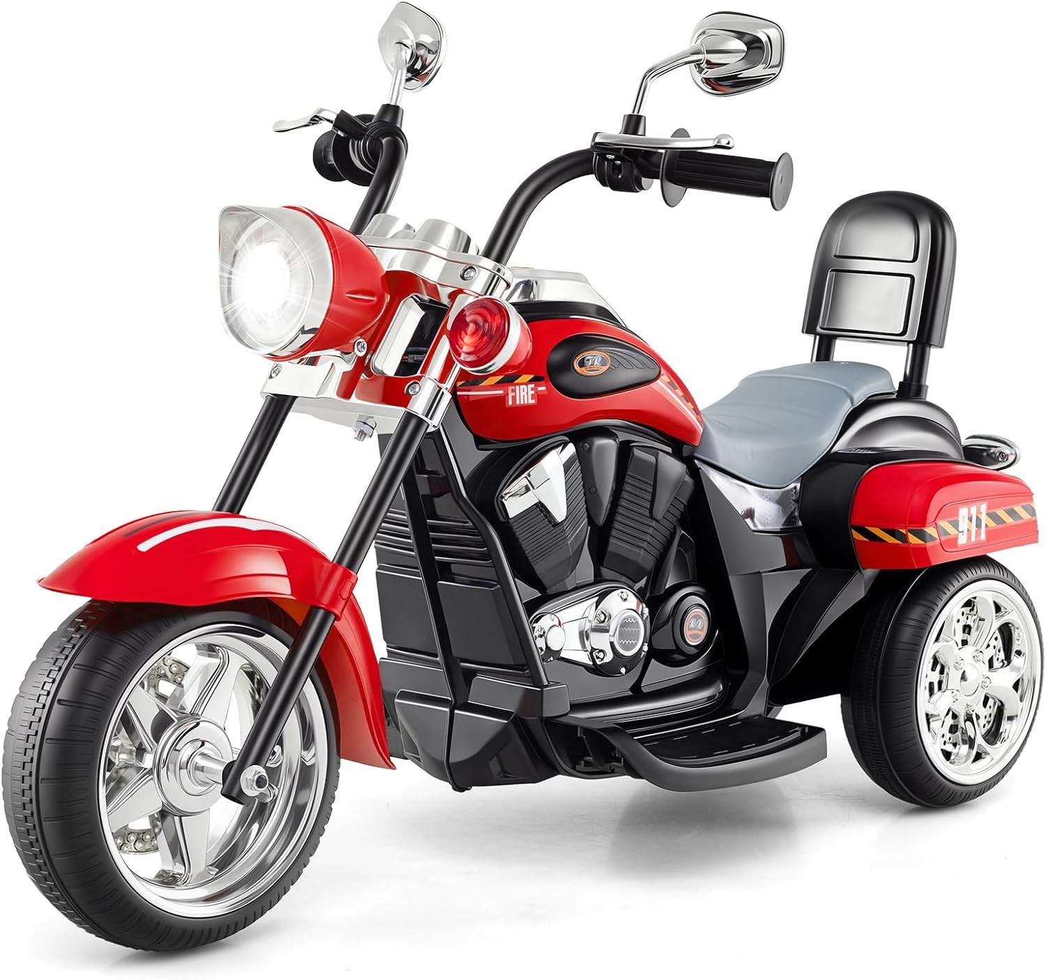 Costzon Kids Motorcycle, 6V Battery Powered Ride on Chopper Motorcycle w/Horn, H