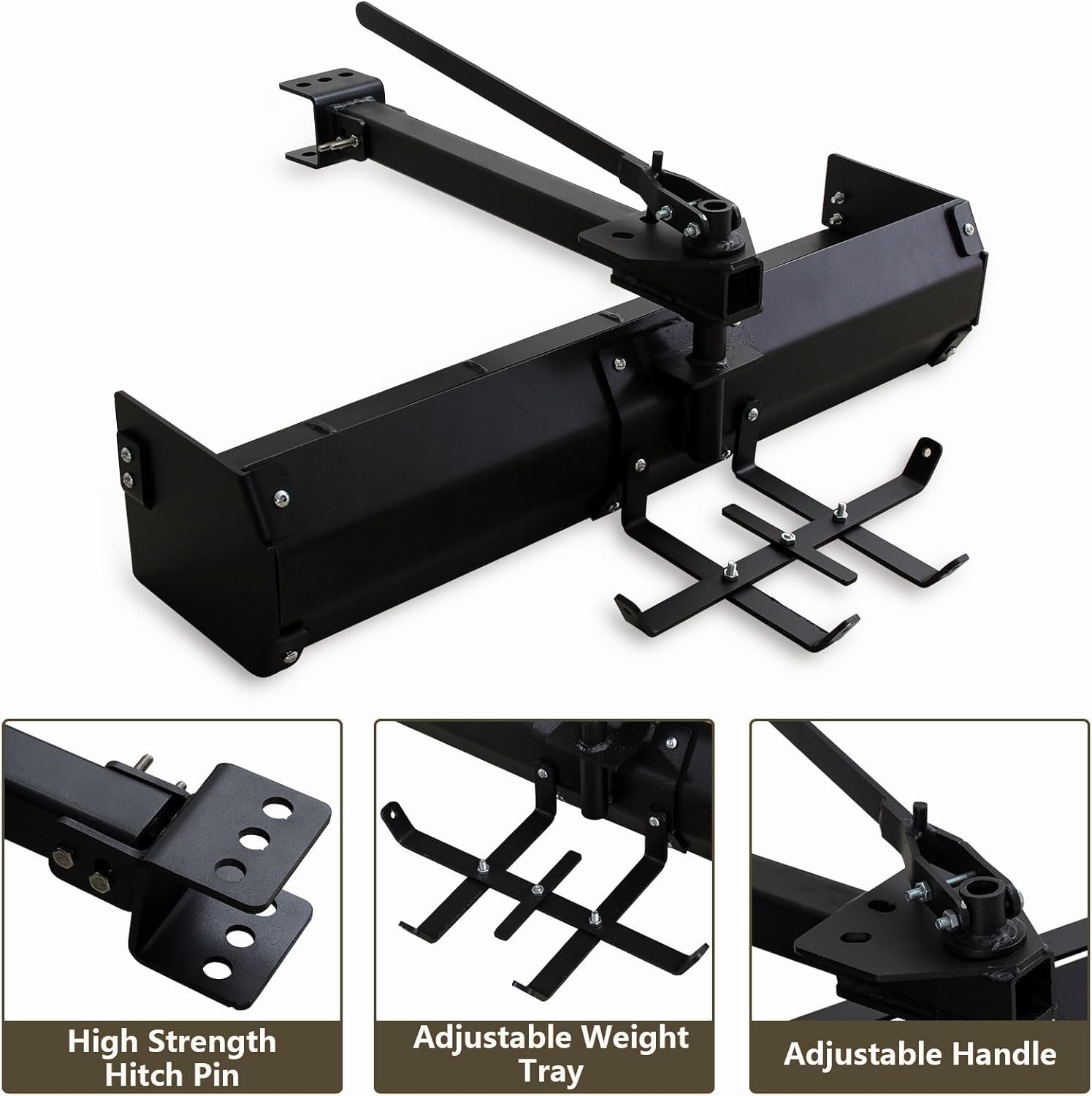 42″ Heavy Duty Tow-Behind Box Scraper, Tractor Grader Blade Attachment for ATV
