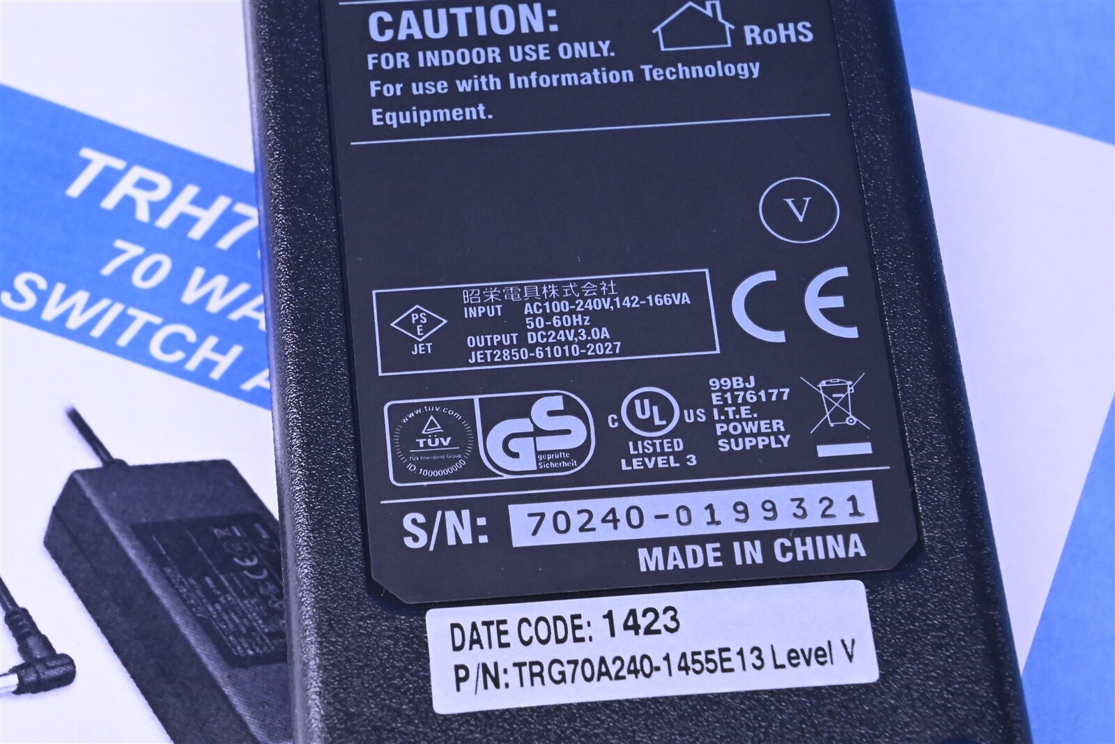 Cincon AC Adapter 70 Watt 24VDC 3A 100-240V Input ITE Switch Adapter