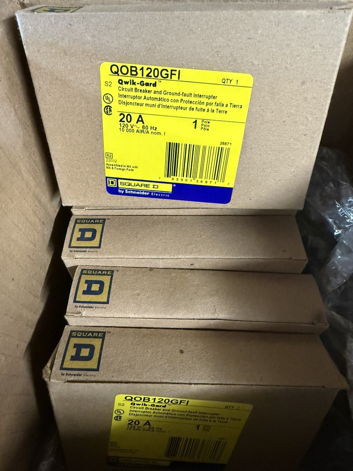 Square D QOB120GFI 20A 1 Pole Bolt-On Circuit Breaker 120/240V Brand New