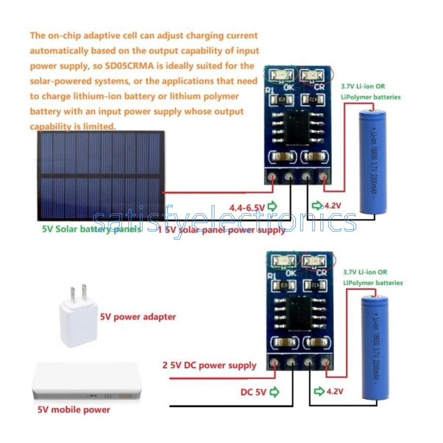 3.7V 4.2V MPPT Solar Controller Lithium Battery Charging 1A Charger Module