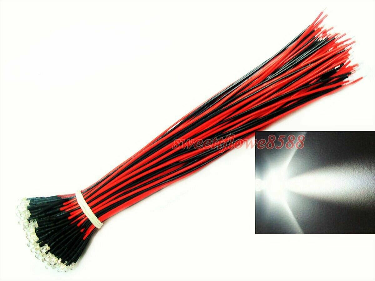 250 pcs Mixed Color 3mm LED Pre Wired Lights 20cm Bulbs Lamp New