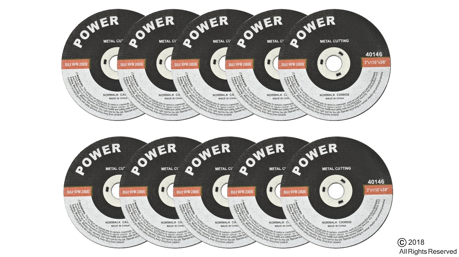 3″ CUT-OFF WHEEL 20,000RPM FOR METAL 10PACK