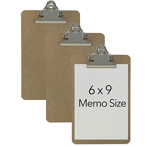 3 Pack Memo Size Clipboards 6×9 Hardboard Standard Clip
