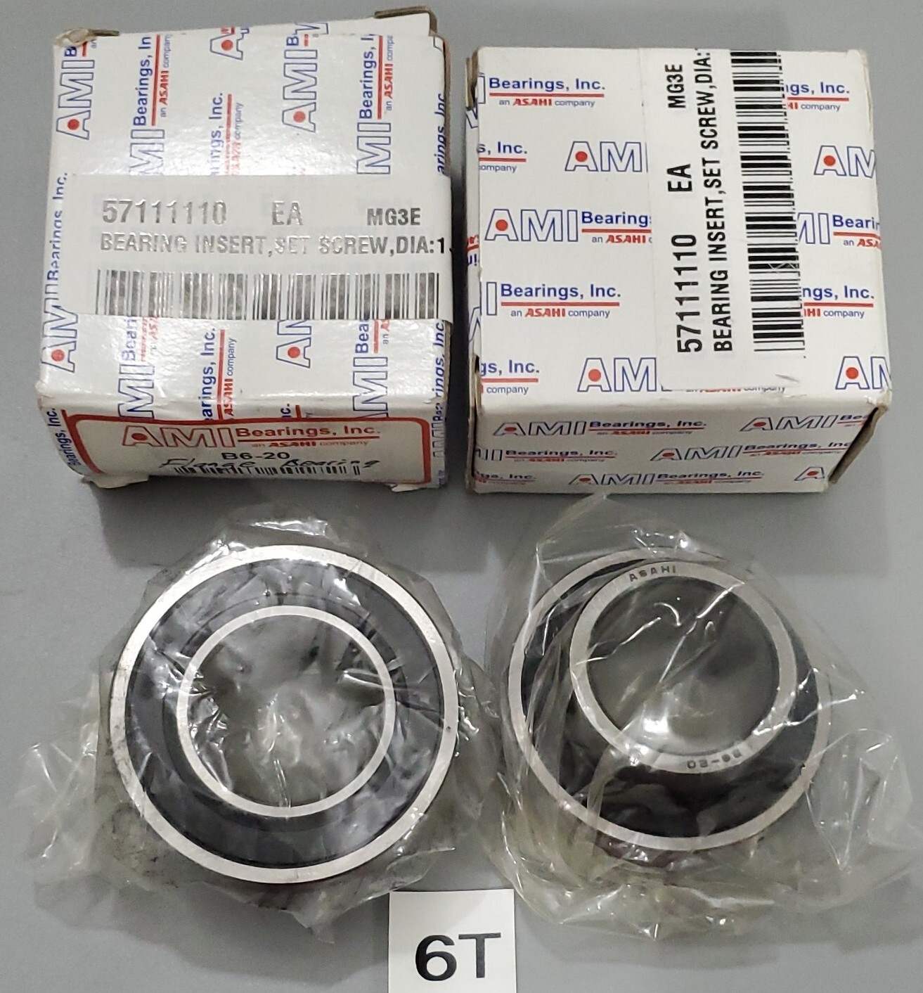 *NEW IN BOXES* LOT OF 2 Asahi AMI B6-20 Bore Bearing Inserts + Warranty!