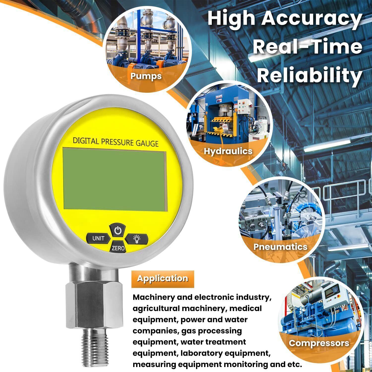700BAR 10000PSI Digital Hydraulic Pressure Gauge with 1/4-Inch NPT Connector