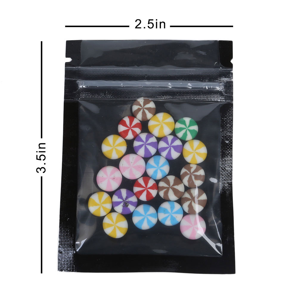 2.5×3.5in Flat Clear Black Poly Plastic Mylar Zip Lock Pouch Bag w/ Machine C01