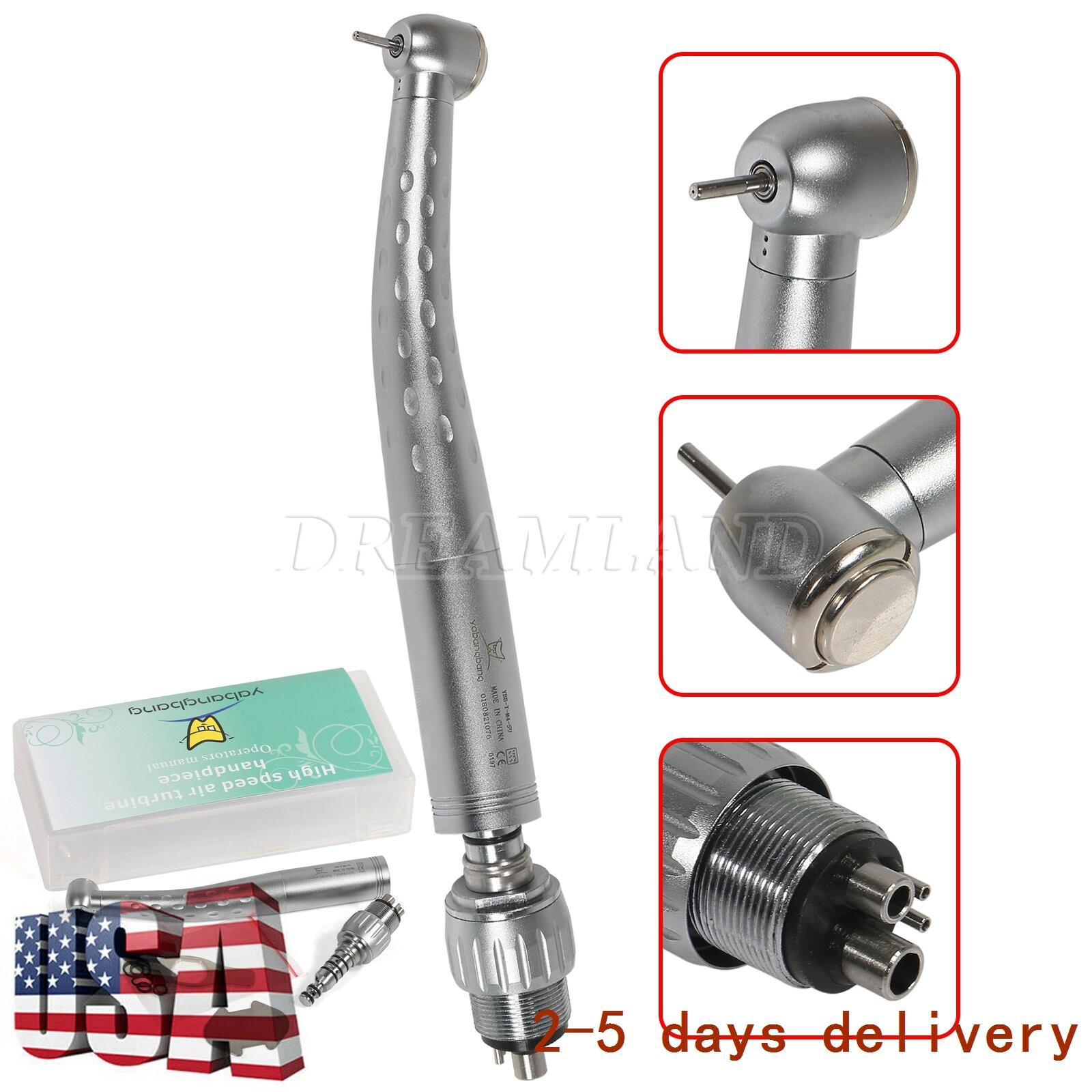 Dental High Speed Handpiece 4H Coupler 45° Angle / Large Head YMP