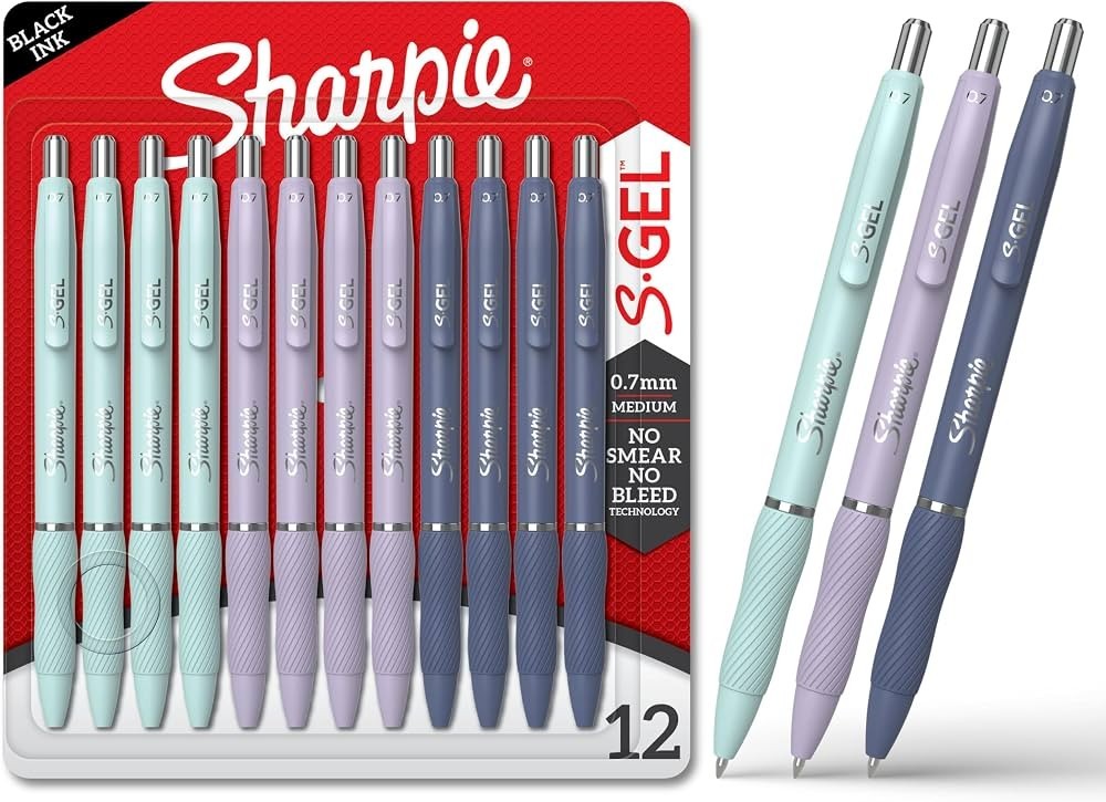 Sharpie S-Gel Pens, Medium Point (0.7mm), Assorted Fashion Barrels, Black Ink