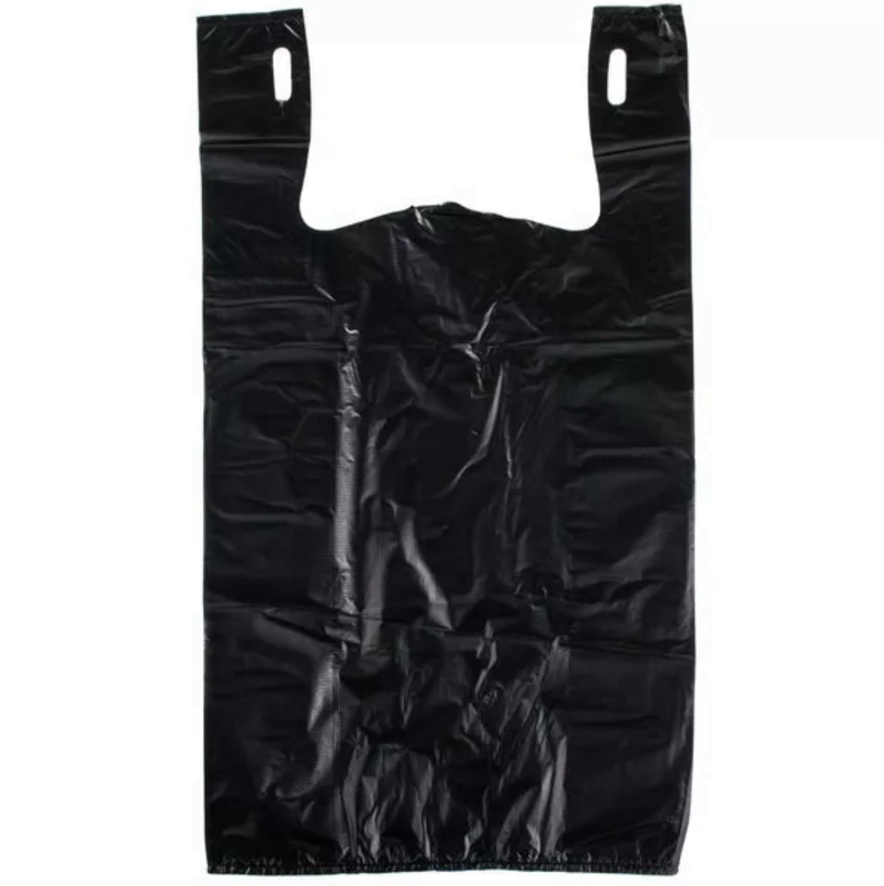 Bags 1/6 Large 21 x 6.5 x 11.5 Black THANK YOU T-Shirt Plastic Shopping Bags