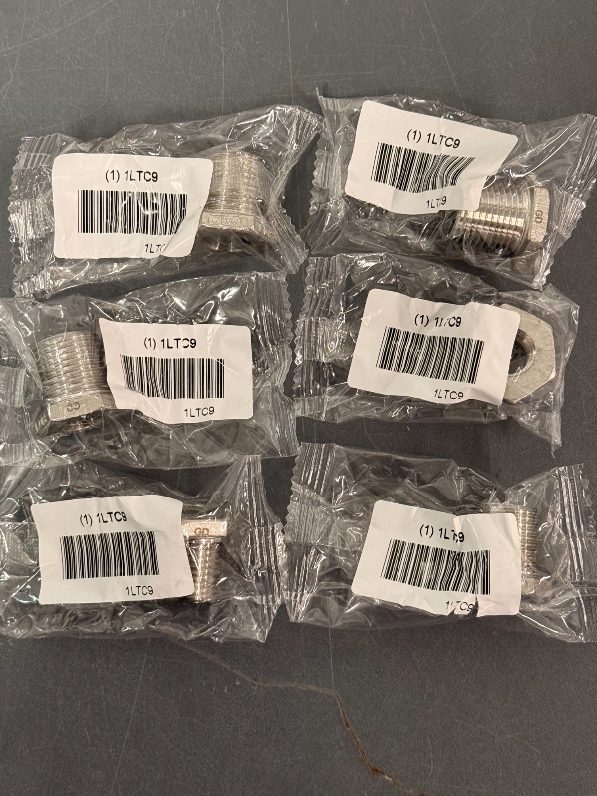 (6) Hex Reducing Bushings, 1/2″ x 1/4″ 304 SS, Class 150 Male NPT x FNPT # 1LTC9