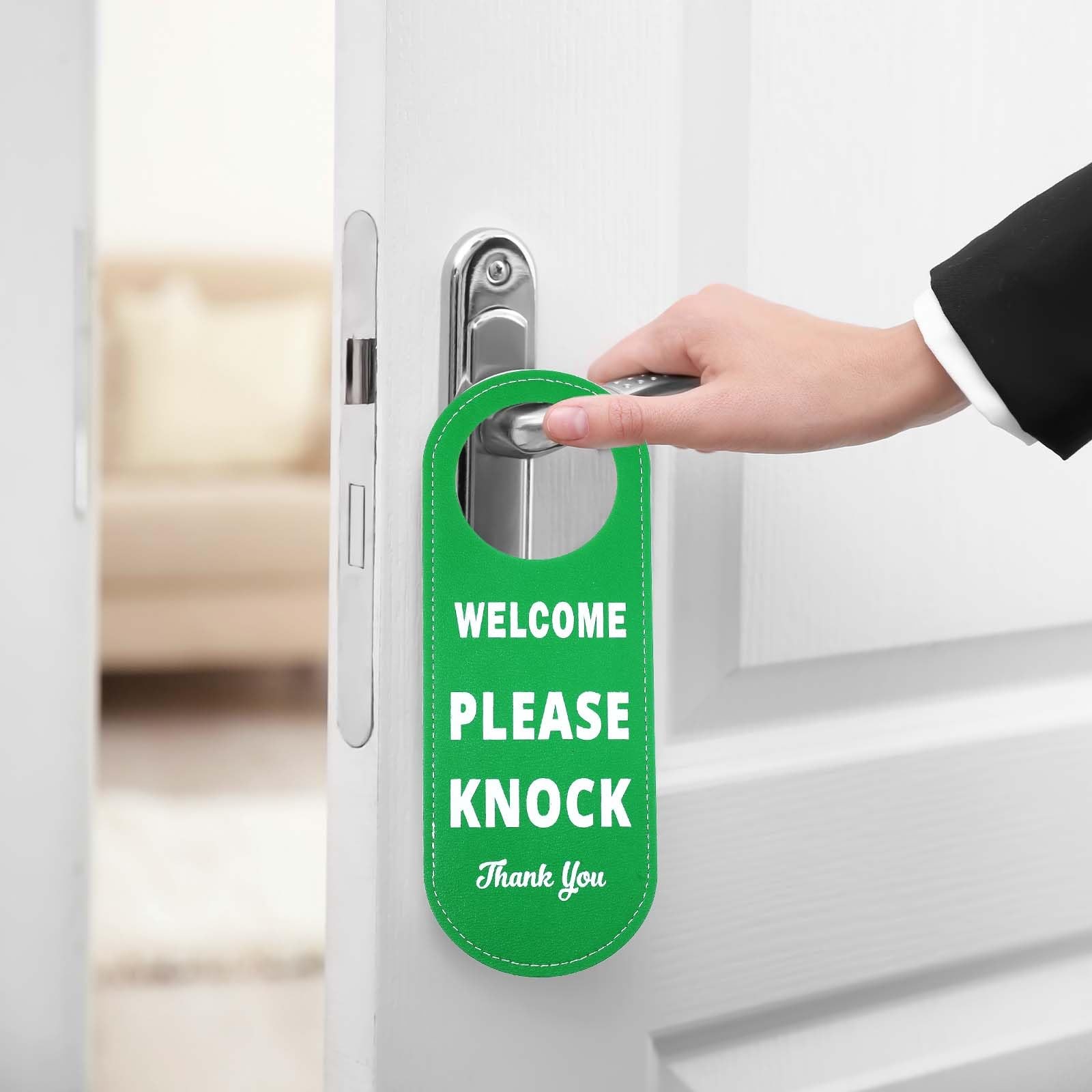 PU Leather Please Do Not Disturb Sign and Welcome Please Knock Sign, Door Kno…