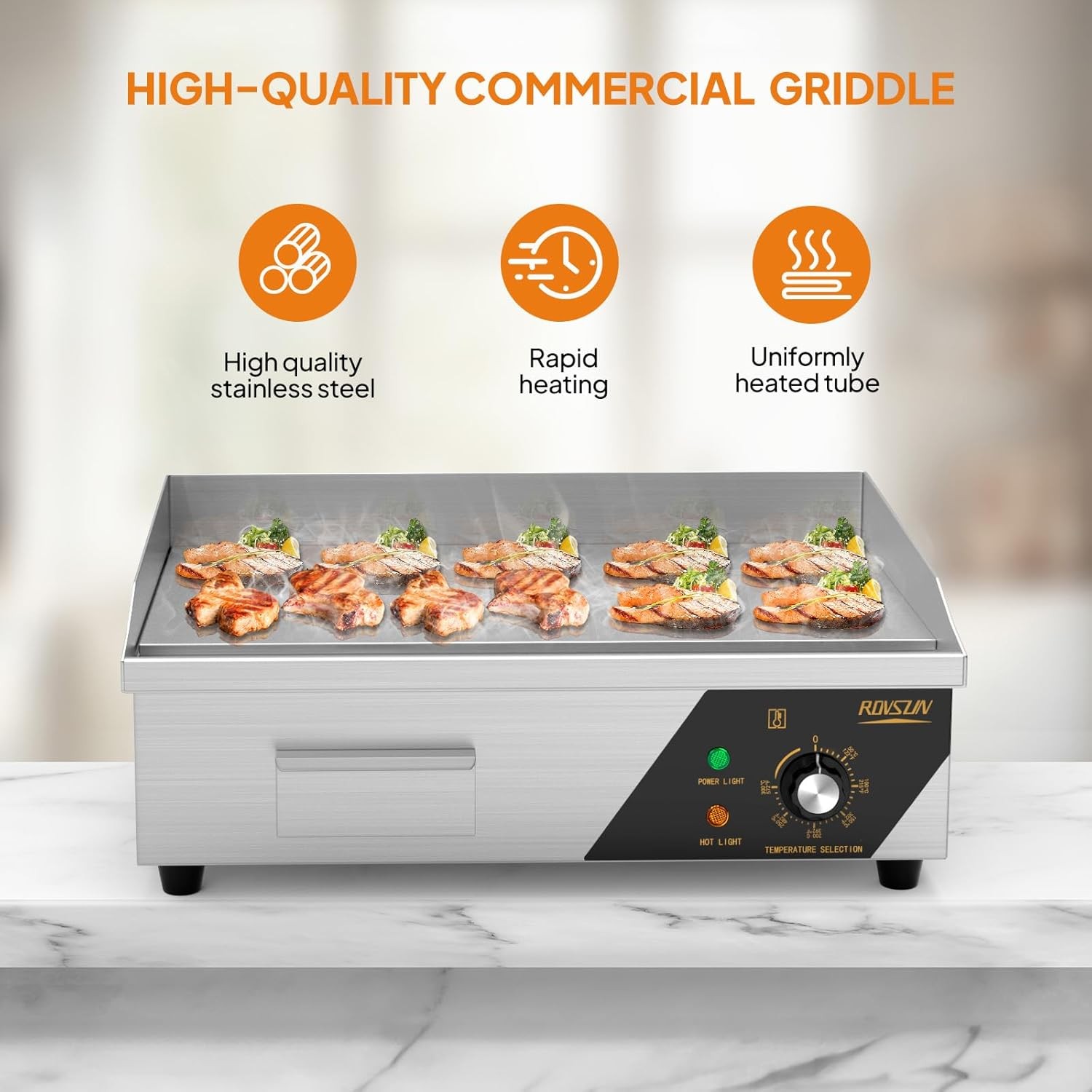 22″ Commercial Electric Griddle Countertop Griddle Flat Top 1600W Restaurant