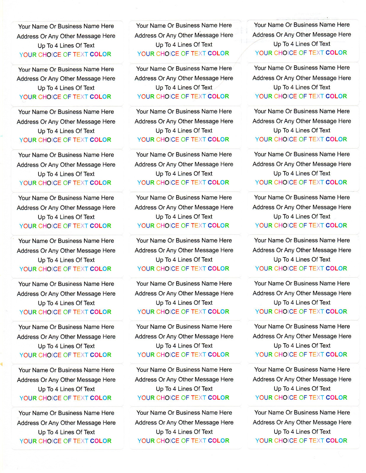450 Personalized Return/Mailing Address labels – 1″ x 2.625″ – Free USA Shipping