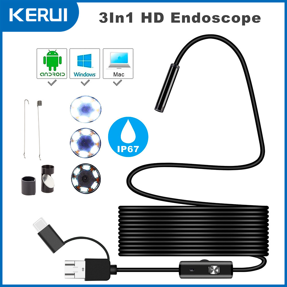 1M Endoscope Camera with Light HD Borescope Inspection Snake Camera Waterproof