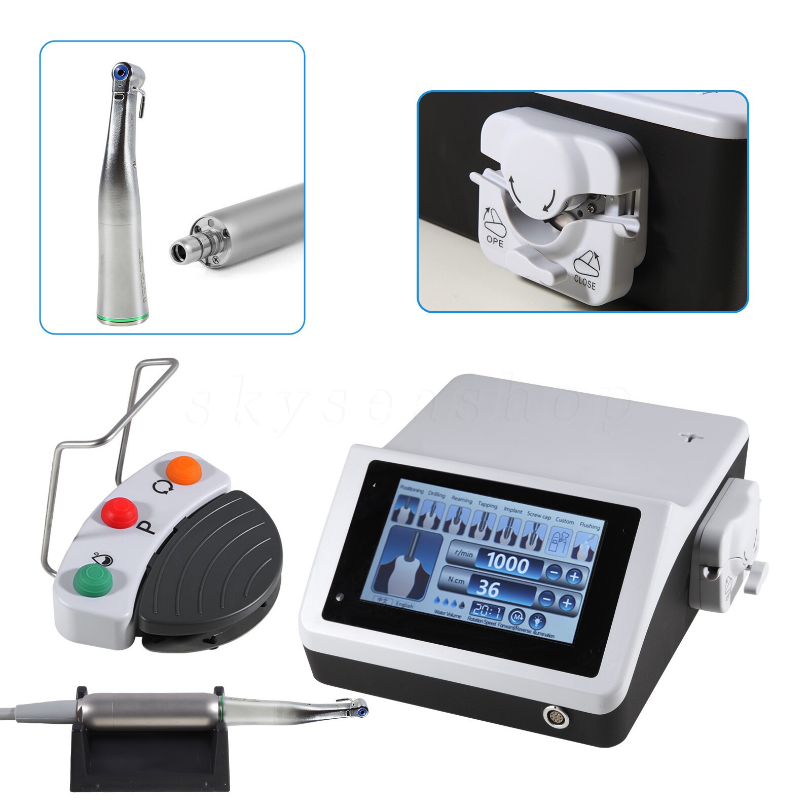 Dental Implant Motor System Brushless Surgical Motor / 20:1 1:5 LED Contra Angle