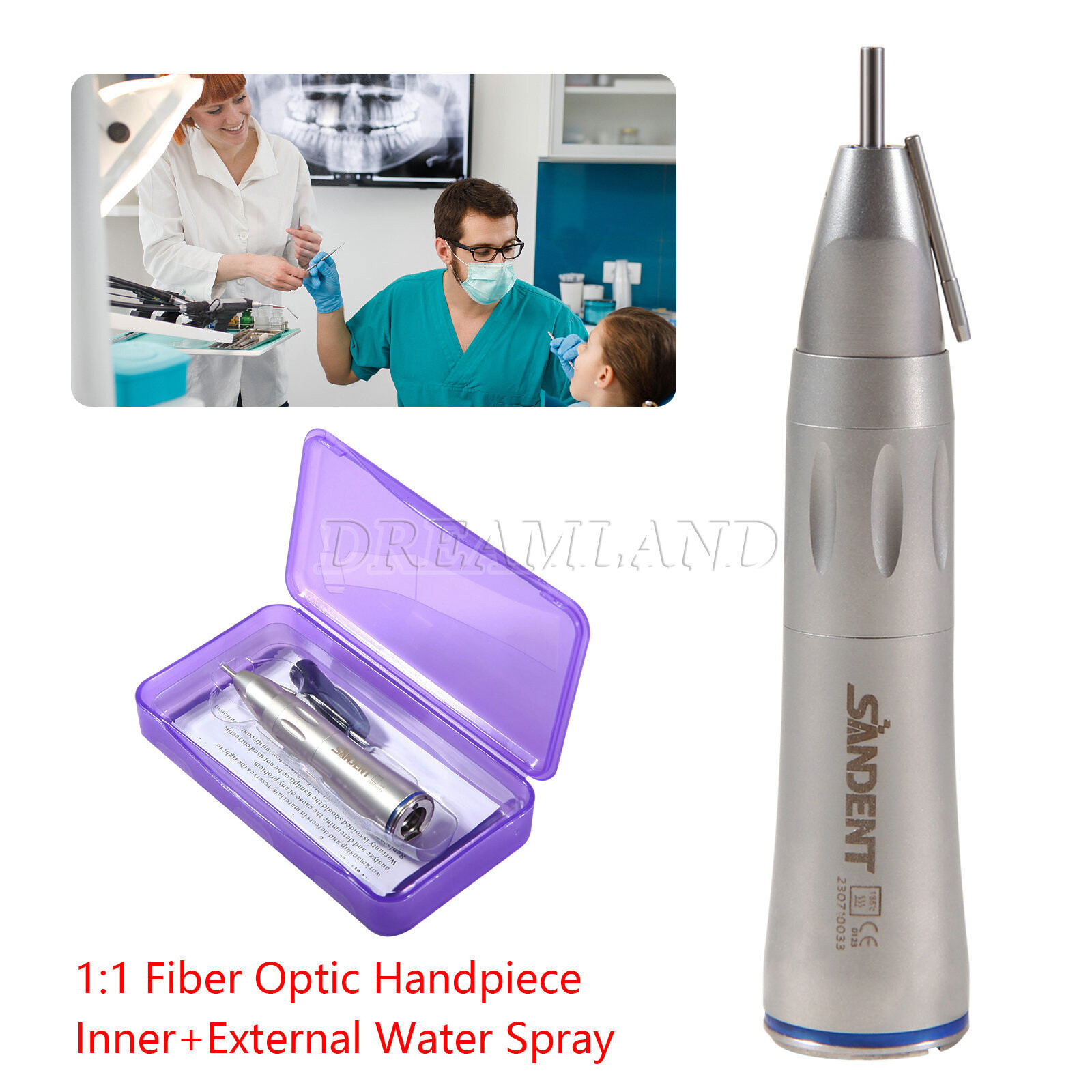 Dental 1:1 Fiber Optic Straight Low Speed Handpiece Surgical External