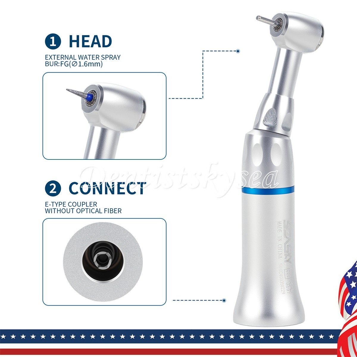NSK Style Dental Slow/Low Speed Push Contra Angle Handpiece Fit FG 1.6mm Burs