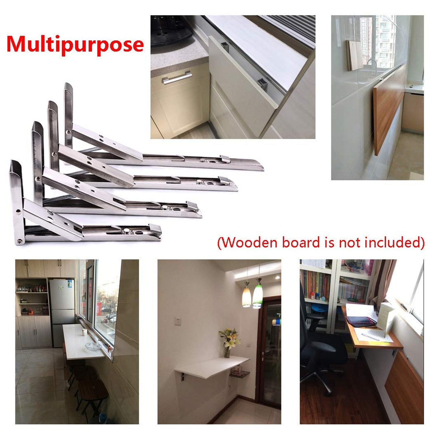 12 Inch Folding Spring Loaded Supports Wall Mount Hanging Shelf Bracket for f…