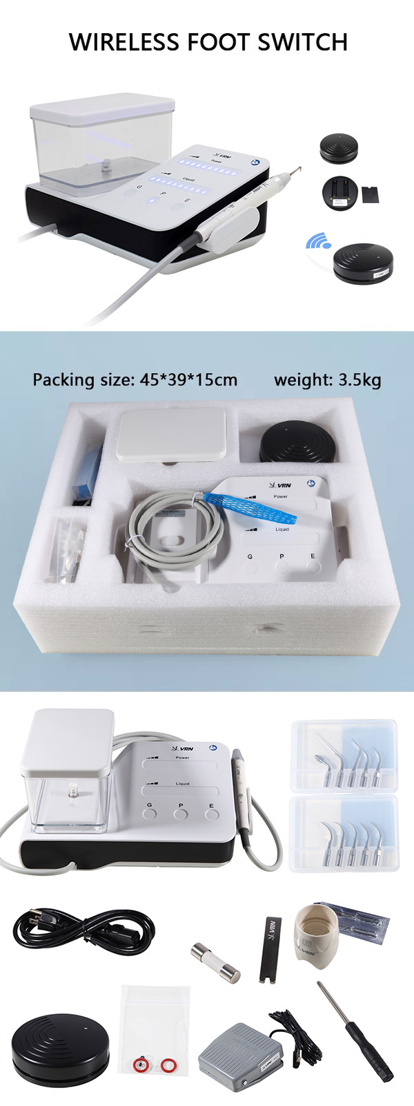 Dental Ultrasonic Scaler Scaling Perio Endo &LED Handpiece for EMS Woodpecker